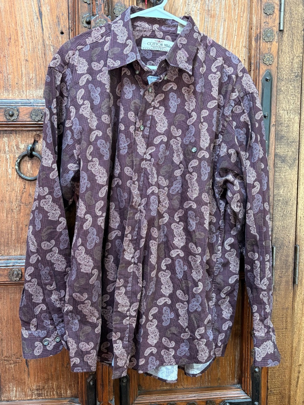 Vintage Cotton Mill Men's Paisley Long Sleeve Button Down Shirt - Size XL